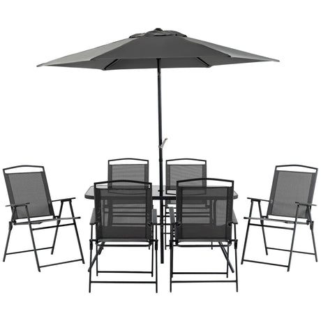 Outsunny - Patio Dining Set With Table Umbrella, Folding Chairs And Dining Table, Outdoor Patio Furniture Set - Furniture Home Direct