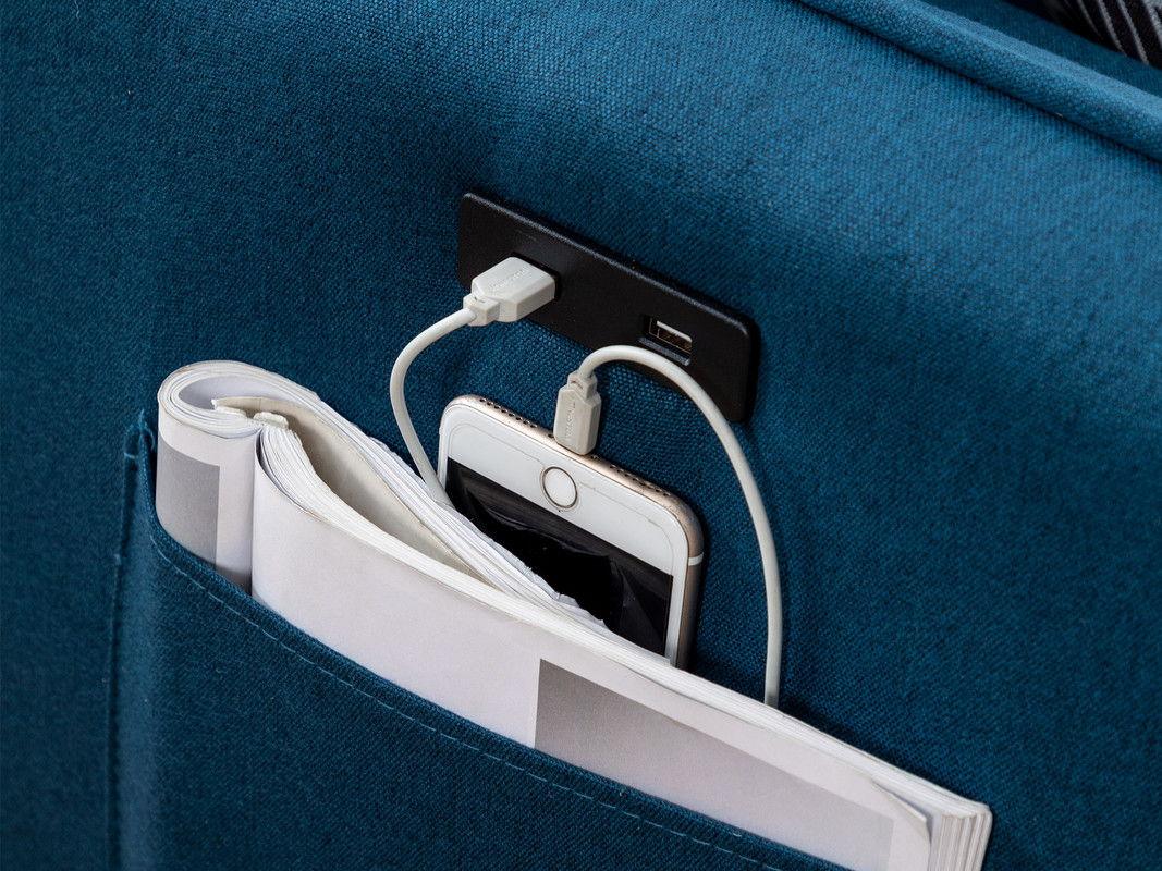 Mia - Sectional Sofa Chaise With USB Charger And Pillows - Furniture Home Direct