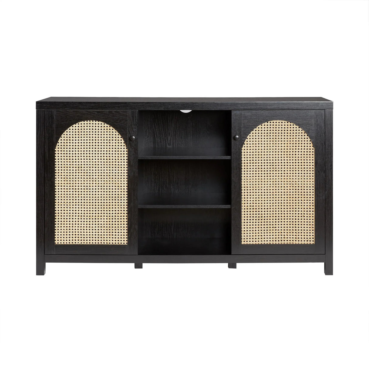 Transitional 2 Door Sideboard With Arched Rattan Panels - Furniture Home Direct