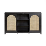 Transitional 2 Door Sideboard With Arched Rattan Panels - Furniture Home Direct