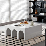 Multifunctional 4 Tier Book Shelf & Coffee Table For Living Room Bedroom Dining Room Study Entryway, Creative Furniture Floor Bookshelf, Minimalist Organizer Storage Shelves - White - Furniture Home Direct
