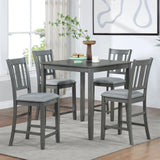 5 Pieces Dining Table Set, Counter Height Kitchen Table Set With Square Table And 4 Upholstered Chairs - Furniture Home Direct