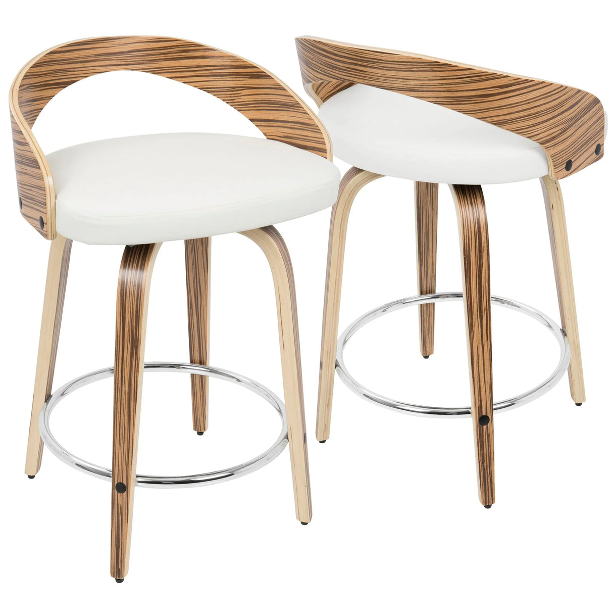 Grotto - Contemporary Fixed Height Counter Stool & Swivel With Round Footrest (Set of 2) - Furniture Home Direct