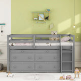 Loft Bed With Retractable Writing Desk And 4 Drawers, With Lateral Portable Desk And Shelves - Furniture Home Direct
