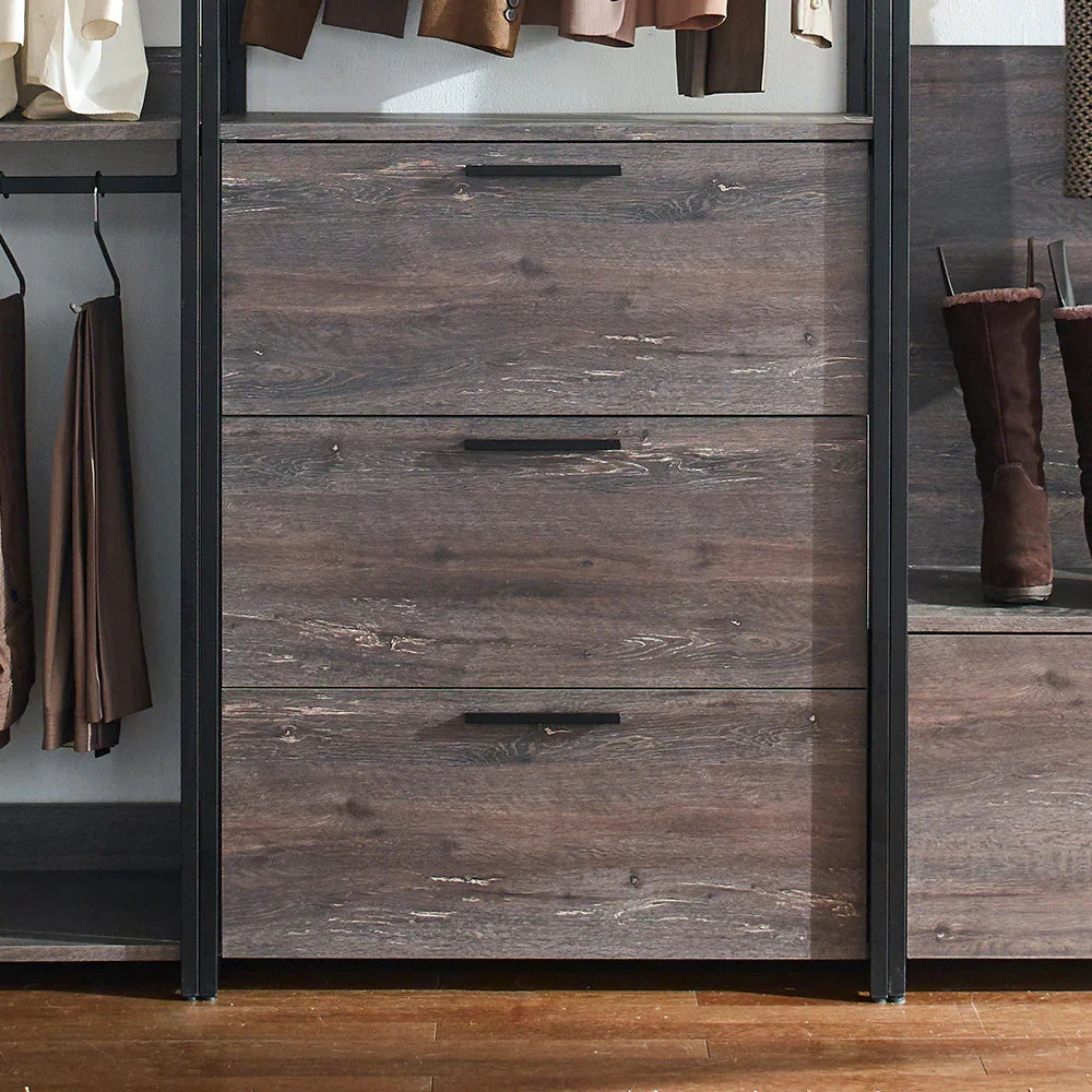 Closet System With Drawers Rods Industrial Frame Dark Brown - Furniture Home Direct