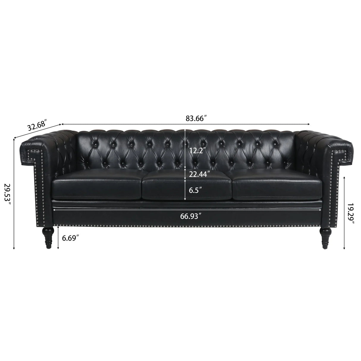 Traditional Square Arm Removable Cushion 3 Seater Sofa - Furniture Home Direct