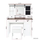 Farmhouse Makeup Vanity with Mirror and Lights - Furniture Home Direct