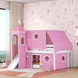 Loft Bed With Slide Tent And Tower Fun Playhouse Design - Furniture Home Direct