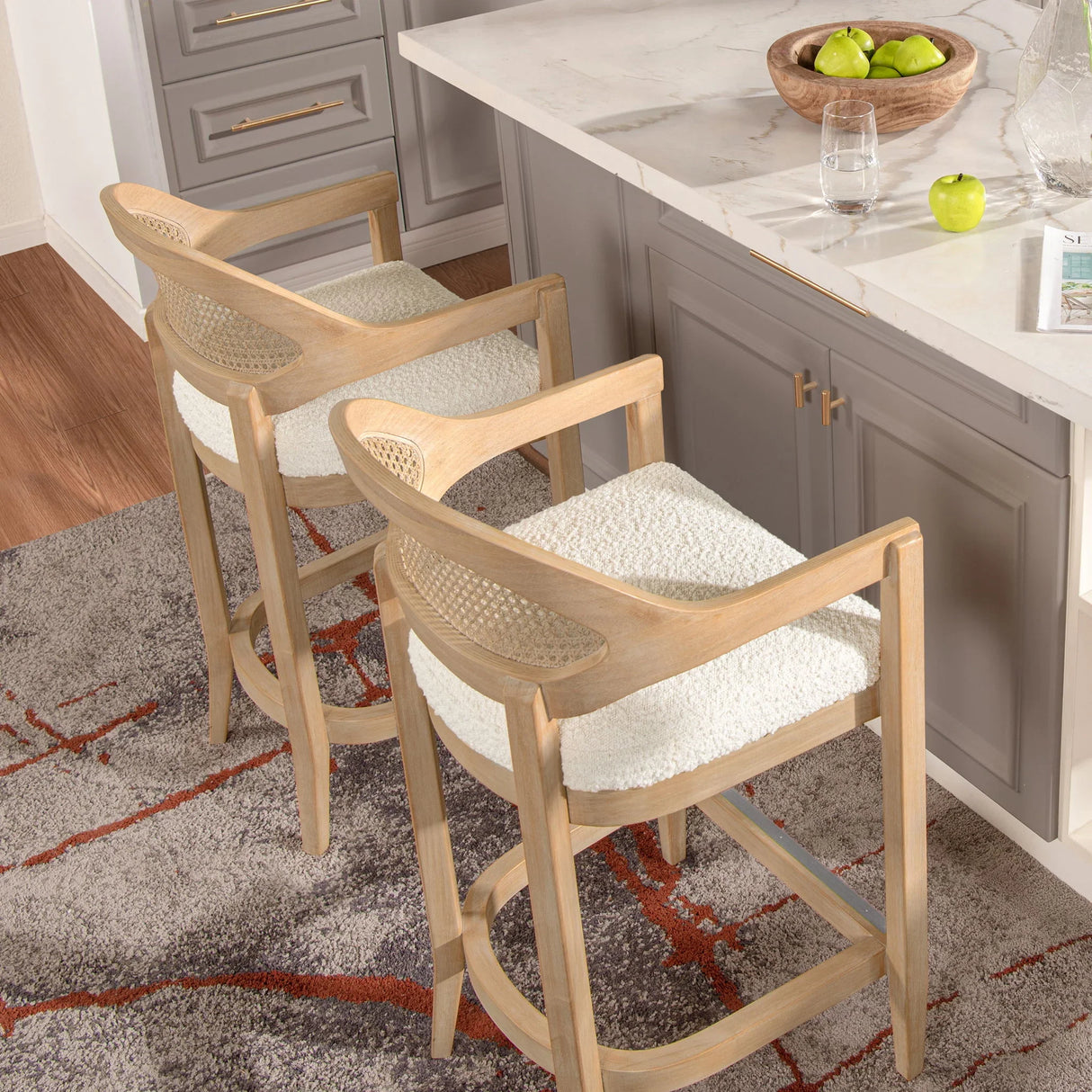 Americana - Mid-Century Modern Cane Back Counter Stool - Furniture Home Direct