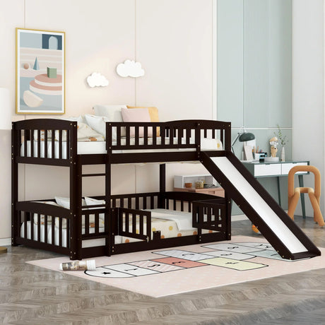 Low Bunk Bed With Slide, Fence And Ladder - Furniture Home Direct