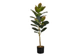Artificial Plant, 40" Tall, Rubber Tree, Indoor, Faux, Fake, Floor, Greenery, Potted, Real Touch, Decorative - Green / Black - Furniture Home Direct