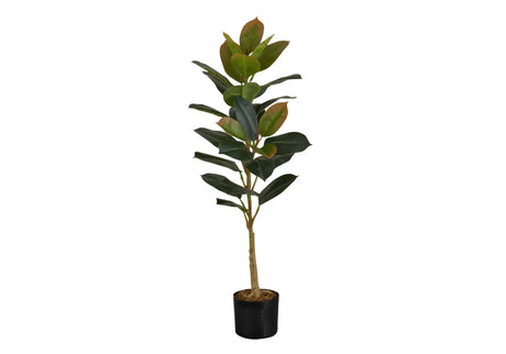 Artificial Plant, 40" Tall, Rubber Tree, Indoor, Faux, Fake, Floor, Greenery, Potted, Real Touch, Decorative - Green / Black - Furniture Home Direct