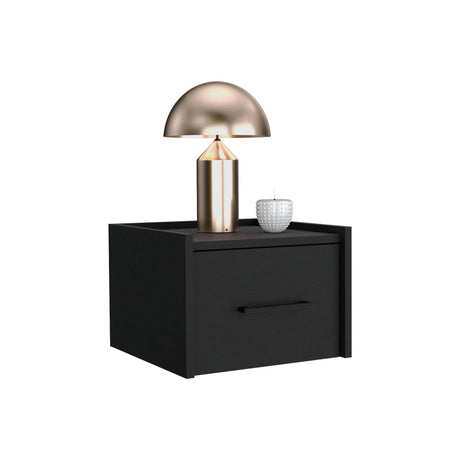 Floating Nightstand, Space Saving Design With Handy Drawer And Surface - Black - Furniture Home Direct