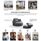 Linen Barrel Swivel Chair With Storage Ottoman - Furniture Home Direct