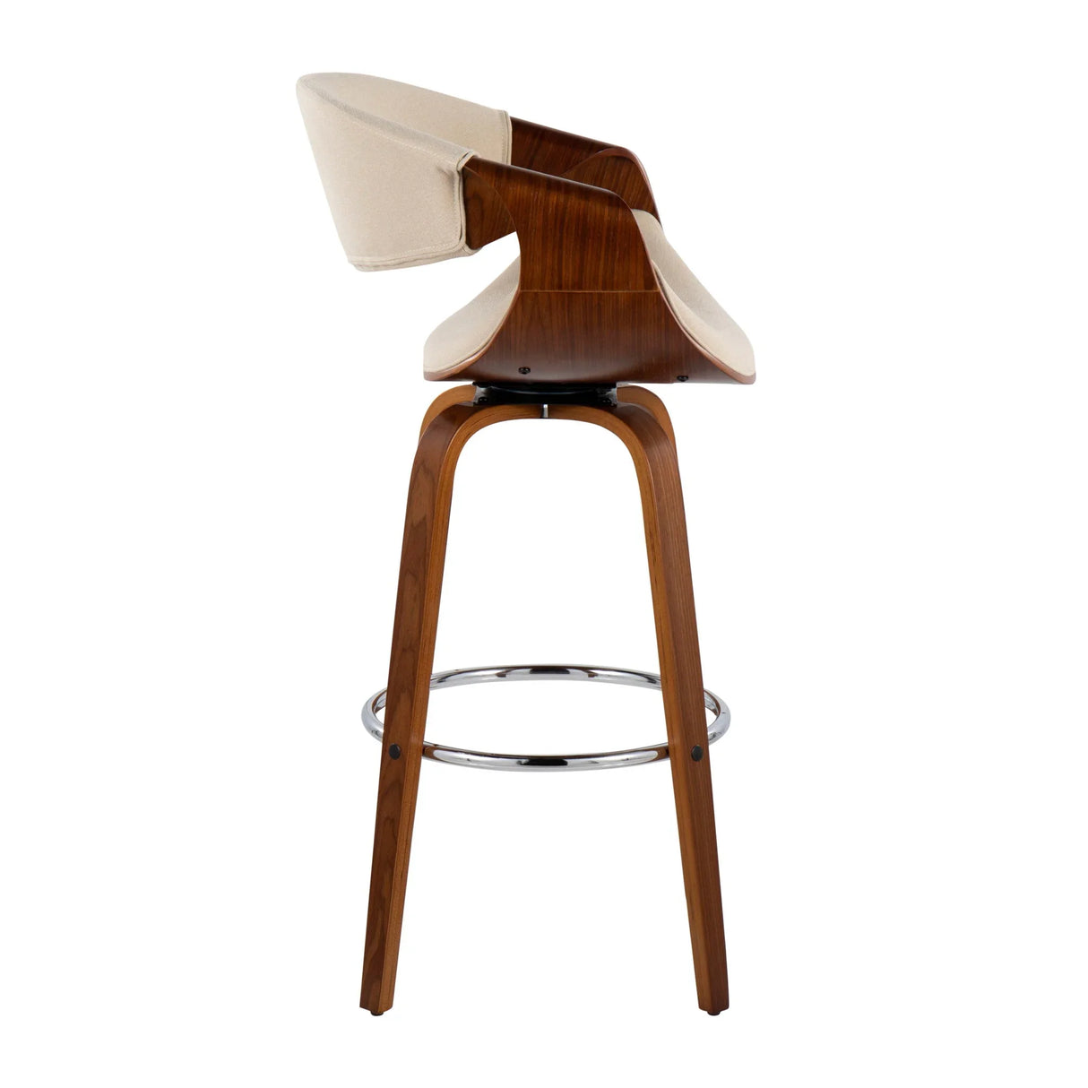 Curvini Mid - Century Modern Fixed Height Barstool With Swivel (Set of 2) - Furniture Home Direct