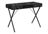 Computer Desk, Home Office, Laptop, Left, Right Set-Up, Storage Drawers, Work, Marble Look Laminate, Contemporary, Modern - Black - Furniture Home Direct