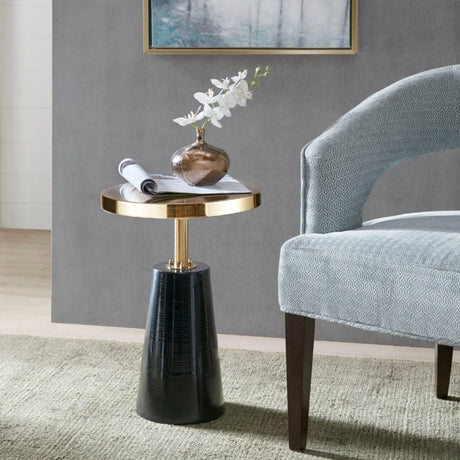 Accent Table Elegant Design Metal Round - Black / Gold - Furniture Home Direct