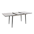 Modern Industrial Expandable Dining Table 47" To With Marble Pattern Top And Metal Legs - White - Furniture Home Direct
