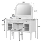 Elegant Makeup Vanity Desk With Adjustable Mirror And Storage And Construction - White - Furniture Home Direct