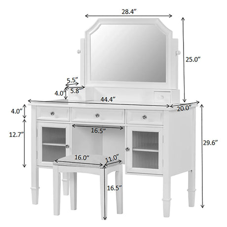 Elegant Makeup Vanity Desk With Adjustable Mirror And Storage And Construction - White - Furniture Home Direct