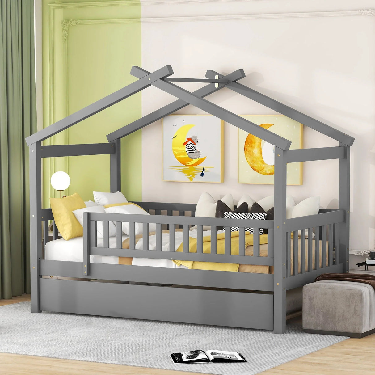 Creativity House Bed With Twin Size Trundle - Furniture Home Direct