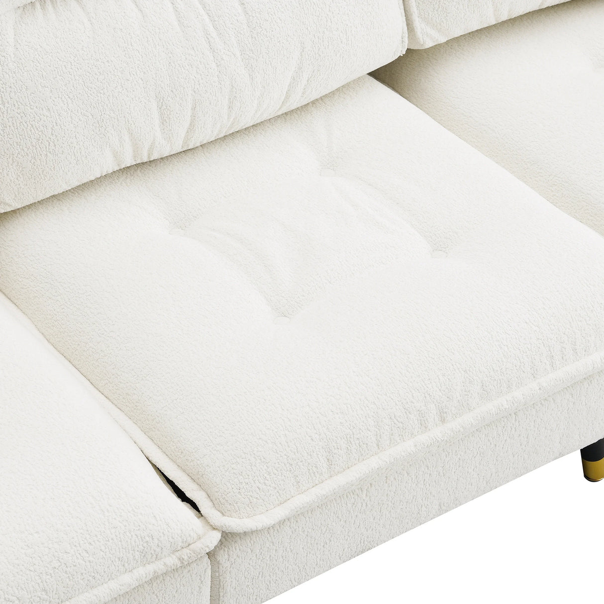 L Shaped Sofa Cloud Chenille Fabric Removable Ottoman White - Furniture Home Direct
