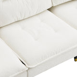 L Shaped Sofa Cloud Chenille Fabric Removable Ottoman White - Furniture Home Direct