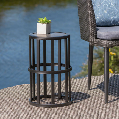 Outdoor Powder Coated Side Table - Gray