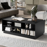 Modern Rectangle Coffee Table With 4 Drawers And 2 Display Shelves - Furniture Home Direct