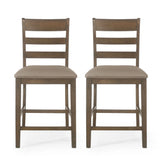 Farmhouse Upholstered Wood Counter Stools
