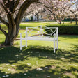 Outdoor Garden Patio Bench With Backrest And Armrest, Slatted Seat For Park, Yard & Porch, Balcony, Accommodates 2 - 3 People - White - Furniture Home Direct