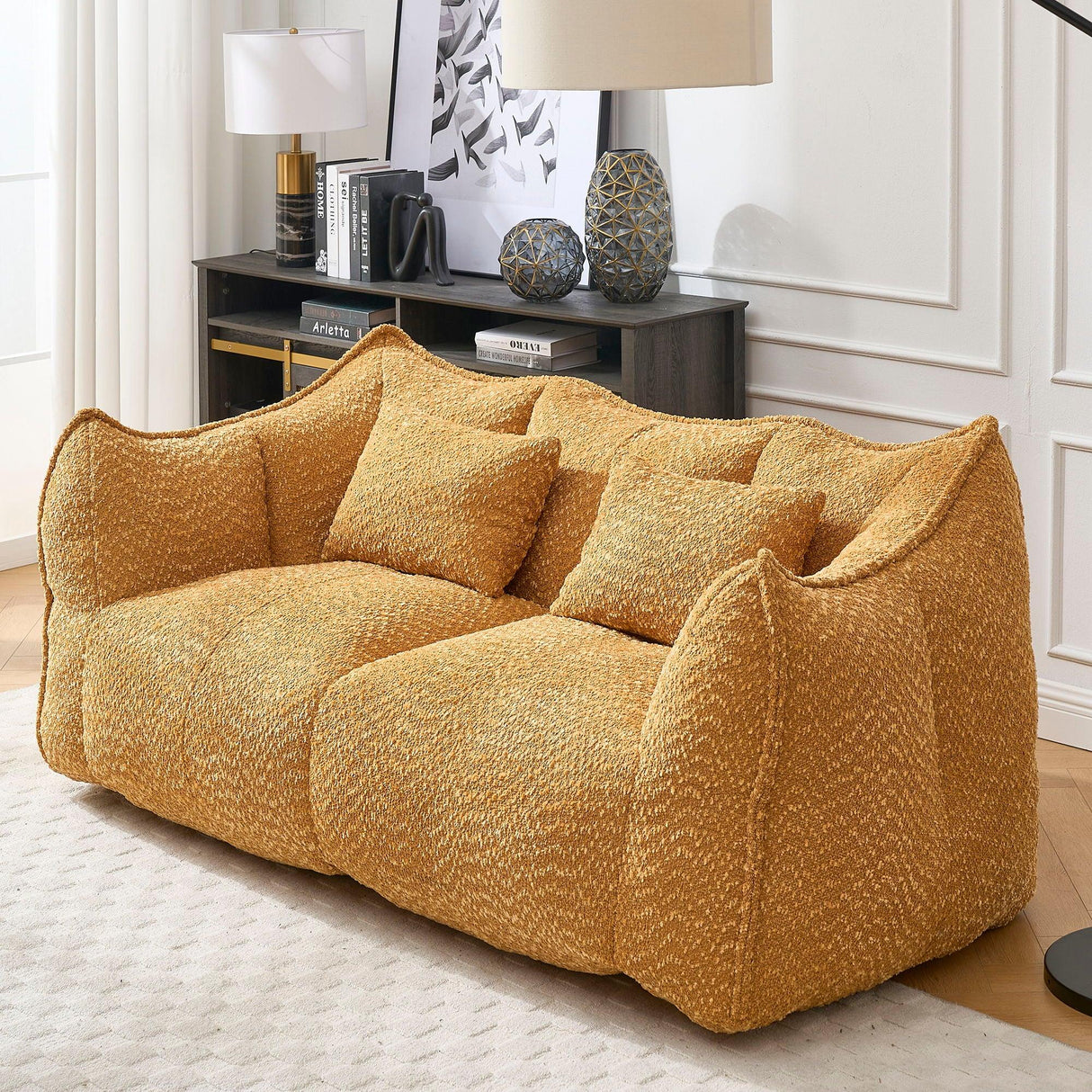 Comfortable Dual Beanbag Chair With High Resilience Foam Core For 2 People - Furniture Home Direct