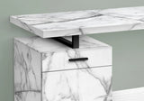 Computer Desk, Home Office, Laptop, Left, Right Set-Up, Storage Drawers, Work, Marble Look Laminate, Contemporary, Modern - White - Furniture Home Direct