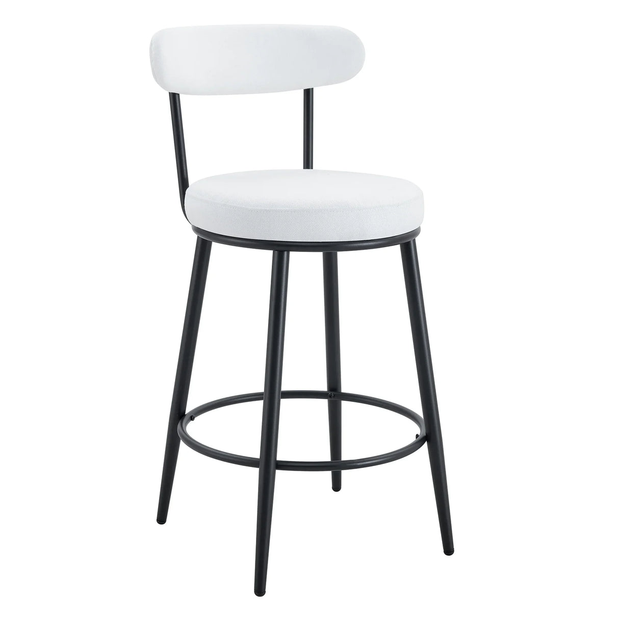 Counter Height Chairs Padded Seat Black Metal Frame White - Furniture Home Direct