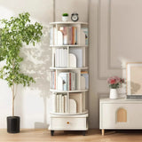 Rotating Bookshelf With Wheels And Drawer, 360° Spinning Design, Space Saving Storage - Furniture Home Direct