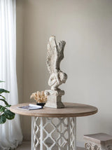 Round Wooden Dining Table With Ornate Cut Out Base - Brown / Antique White - Furniture Home Direct