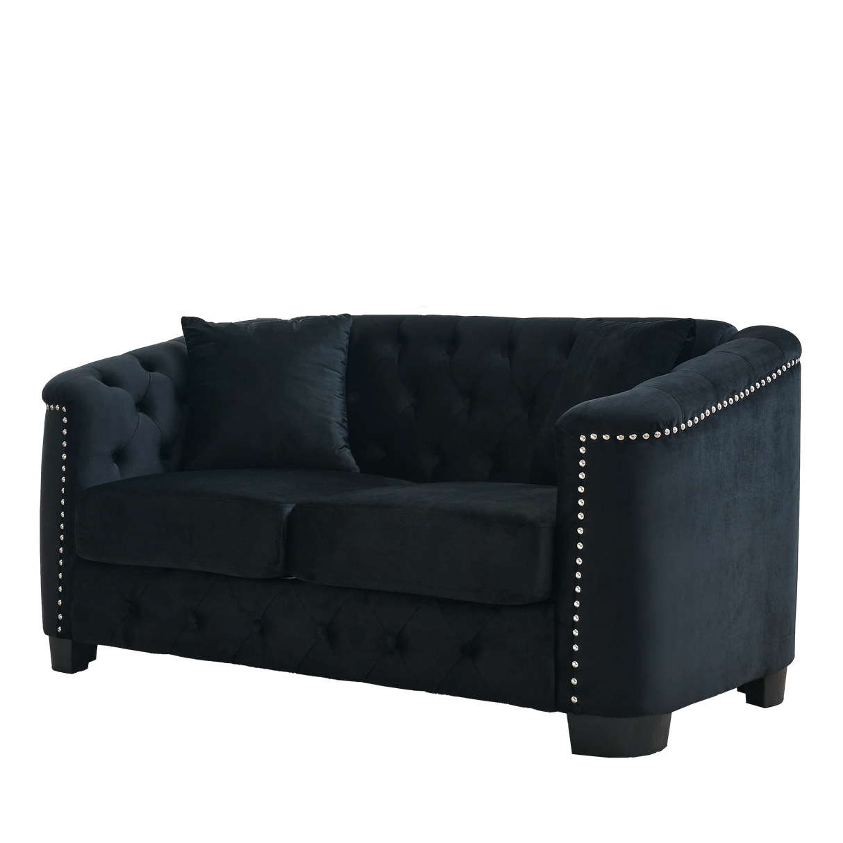 Sofa And Loveseat - Velvet Black - Furniture Home Direct