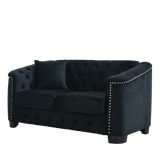 Sofa And Loveseat - Velvet Black - Furniture Home Direct