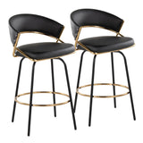 Jie - Fixed Height Contemporary Counter Stool With Swivel Round Footrest (Set of 2) - Furniture Home Direct