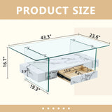 Modern 2 Tier Square Coffee Table, Elegant Marble Pattern - Furniture Home Direct
