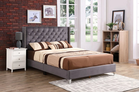 Upholstered Nailhead Trim Chic Bed - Furniture Home Direct
