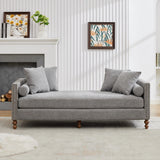 Upholstered Chaise Lounge Indoor With Nailheads, Sleeper Sofa Couch With 4 Throw Pillows & 2 Bolsters, Daybed With Rubberwood Legs - Furniture Home Direct