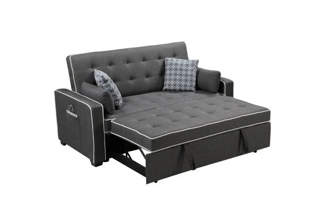 Austin - Modern Sleeper Sofa With 2 USB Charging Ports And 4 Accent Pillows - Gray - Furniture Home Direct
