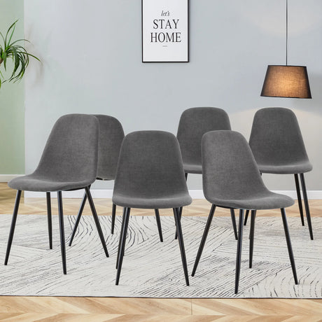 Dining Chair Set Modern Upholstered Linen Cotton Dark Gray - Furniture Home Direct