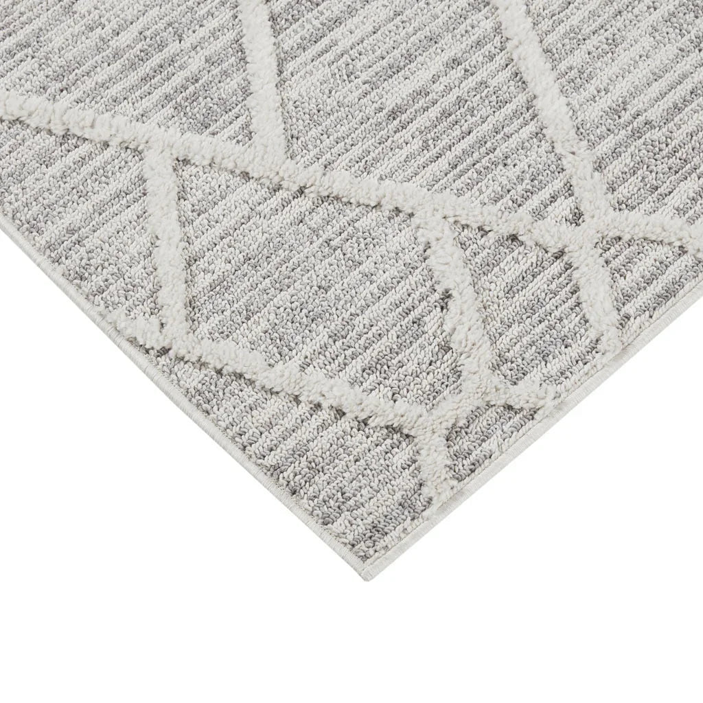Area Rug Pebble Pattern Machine Made Polyester Gray Cream - Furniture Home Direct
