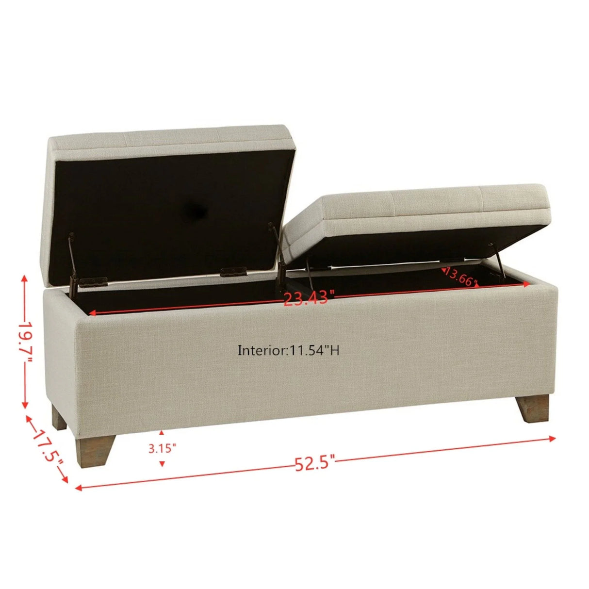 Soft Close Upholstered Storage Bench, Convenient Design - Furniture Home Direct