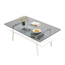 Rectangle Coffee Table, Tempered Glass Tabletop With Metal Legs - Furniture Home Direct