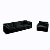 Modern Chenille 3 Piece Living Room Set - Black - Furniture Home Direct