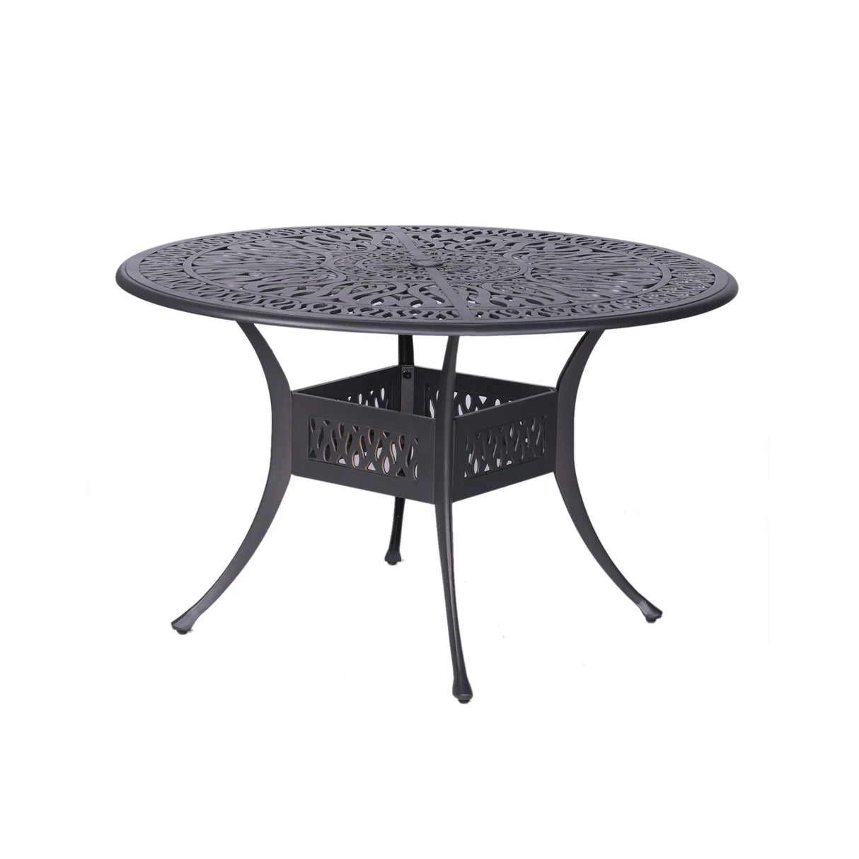 Round 48.03" Long Aluminum Dining Set With Cushions - Furniture Home Direct