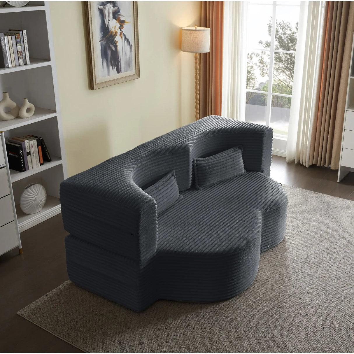 Floor Convertible Sleeper Sofa Bed With 2 Pillows - Furniture Home Direct